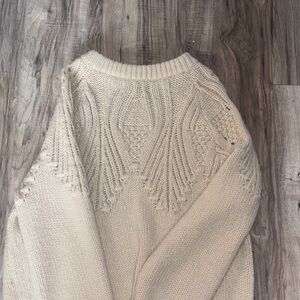 Cozy Cream Cable Stitch Crewneck Sweater